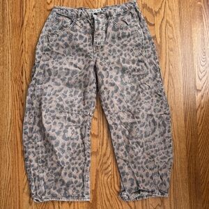 We The Free Good Luck Leopard Print Barrel Jeans
